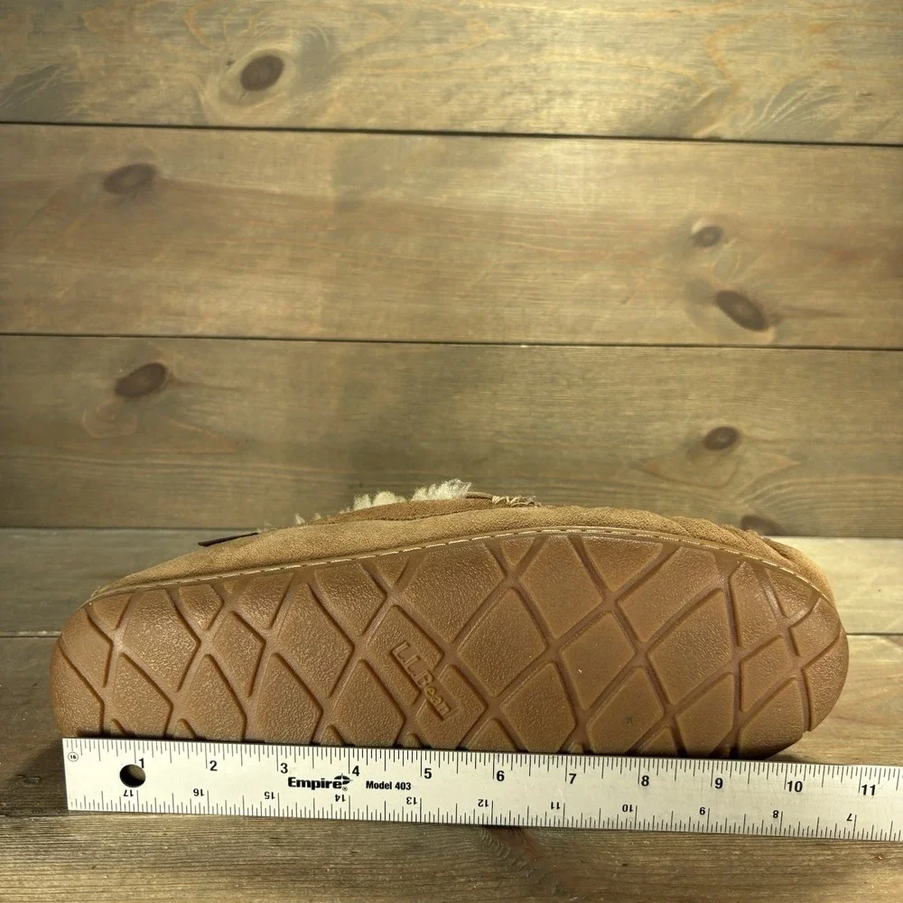 ll bean wicked good mens size 10 shoes brown suede shearling lined slippers